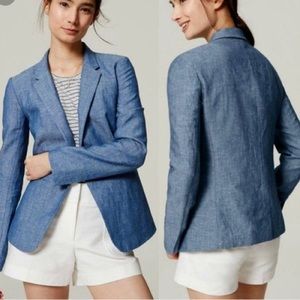 Ann Taylor LOFT Blue Chambray Blazer